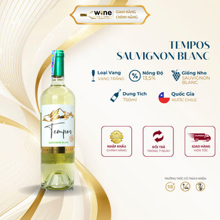 Rượu vang trắng Chile Tempos Sauvignon Blanc chính hãng nhập khẩu 750ml nồng độ cồn 13,5% Rượu Vang Sài Gòn