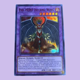 Lá bài thẻ bài Yugioh Evil Hero Inferno Wing – Super ultra Rare - Tặng bọc bài nhựa bảo quản