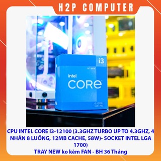 Cpu intel core i3-12100 tray - socket 1700) - bh 36 tháng