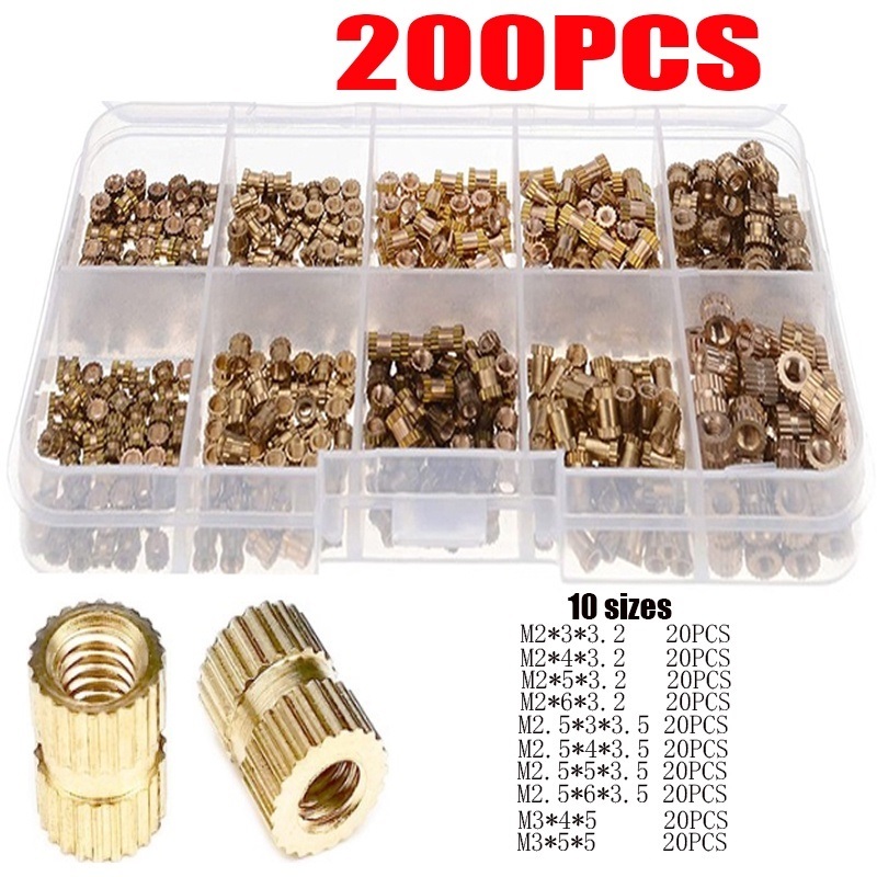 Hộp 200 Đai Ốc M2 M2.5 M3 Bằng Đồng - Đai Ốc Cấy Ren, Tán Đồng