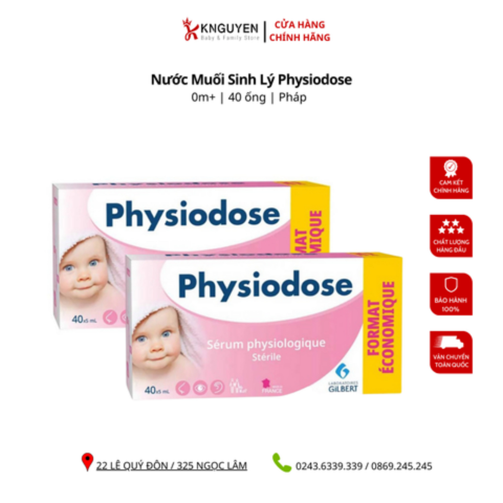 Nước Muối Sinh Lý Physiodose Vệ Sinh Tai, Mũi, Mắt Cho Bé Hộp 40 ống x 5ml