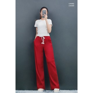 C4482 - 	Quần thun gân lưng thun cột nơ trơn