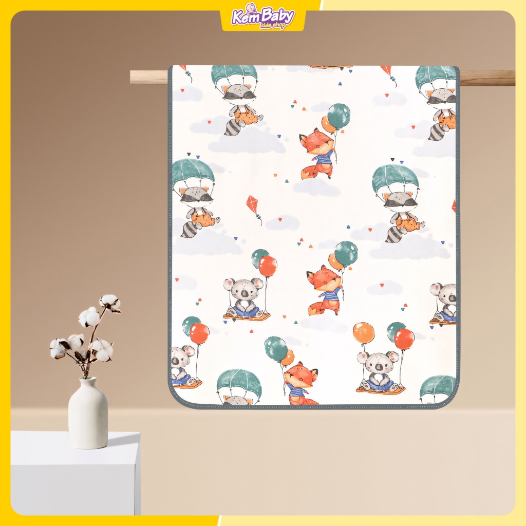Miếng lót chống thấm 4 lớp cho bé 50cm x 70cm, thấm hút nhanh, mềm mại cho da bé, tấm lót chống thấm giường và nôi