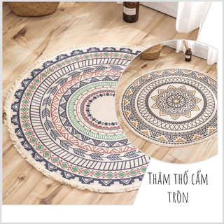 Thảm chùi chân TRÒN dệt thủ công, thảm thổ cẩm phong cách Bắc Âu