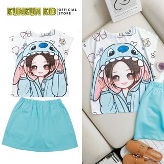 Áo thun lạnh bé gái in hình Chibi cho trẻ em từ 10-38kg local brand TH Fashion HBFF0021 (Chân váy Cotton mua riêng )