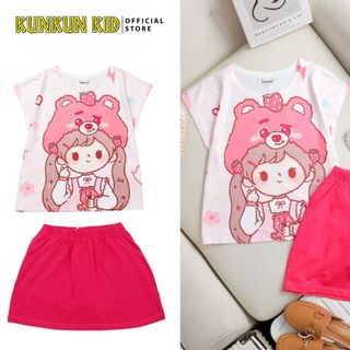 Áo thun lạnh bé gái in hình Chibi cho trẻ em từ 10-38kg local brand TH Fashion HBII0020 (Chân váy Cotton mua riêng )