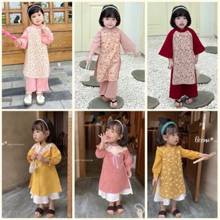 Sp001293 áo dài trẻ em tết, sp001338 áo dài bé gái hồng gấm lụa màu hồng pastel, sp004154 áo dài trẻ em cao cấp sp003894