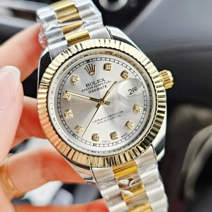 Đồng Hồ Cơ Nam - Đồng Hồ Nam Chính Hãng Rolex Thiết Kế Mặt Tròn Đơn Giản Thanh Lịch Thép Cao Cấp Chố