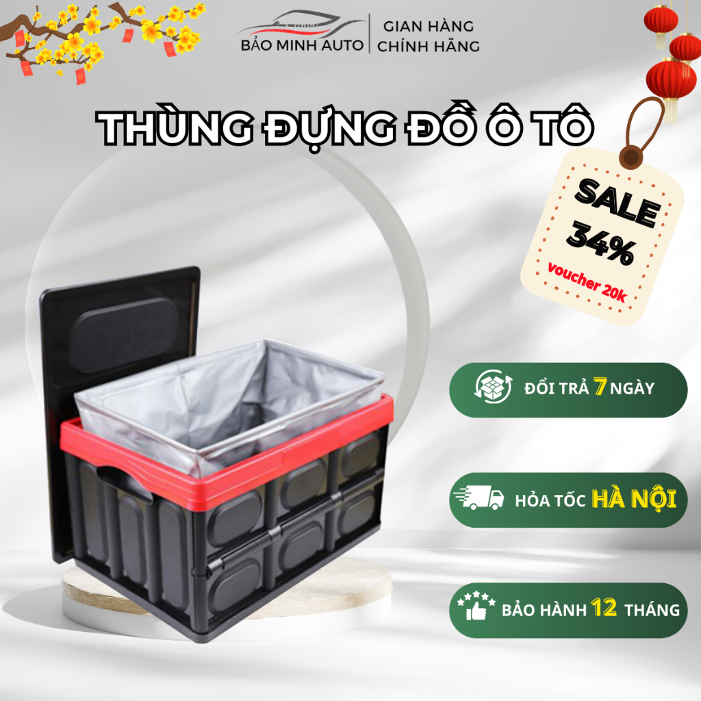 Thùng Đựng Đồ Ô Tô - Hộp Đựng Đồ Ô Tô Có Thể Gấp Gọn Dung Tích 56 Lít Để Cốp Sau Ô Tô