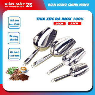 Vá xúc đá - muỗng xúc đá inox - muôi xúc đá inox - dụng cụ xúc đá - xúc đá inox loại tốt dày