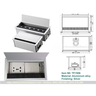 [ Hàng đẹp giá tốt ] Hộp điện âm ( hộp đế âm  ổ điện) bàn làm việc hợp kim nhôm cao cấp ( có ảnh thật và video sản phẩm)