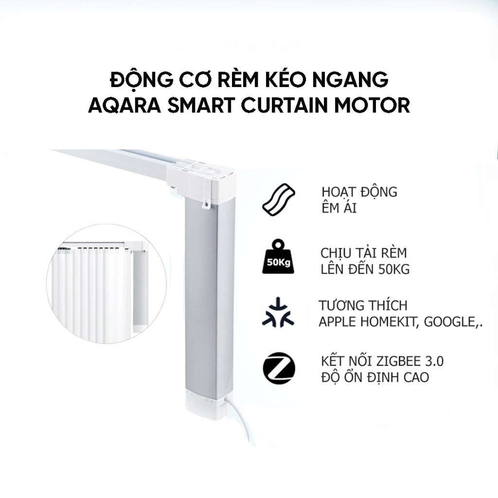 Động cơ rèm kéo ngang Aqara Curtain CD-M01D - Hẹn giờ, Điều khiển từ xa, tương thích HomeKit