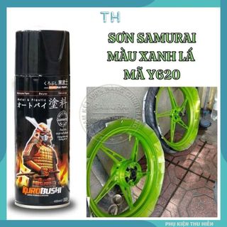 Sơn Xịt Samurai chuyên dùng cho xe máy màu xanh lá chuối Y620 chống cháy, chống rạn nứt, vòi xịt chống chảy