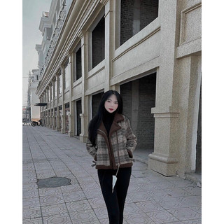 áo dạ kẻ lót lông