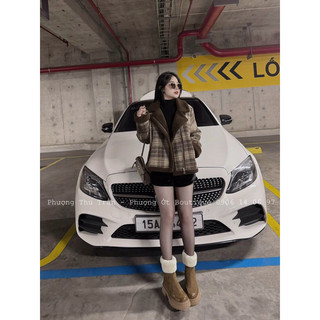 áo dạ kẻ lót lông