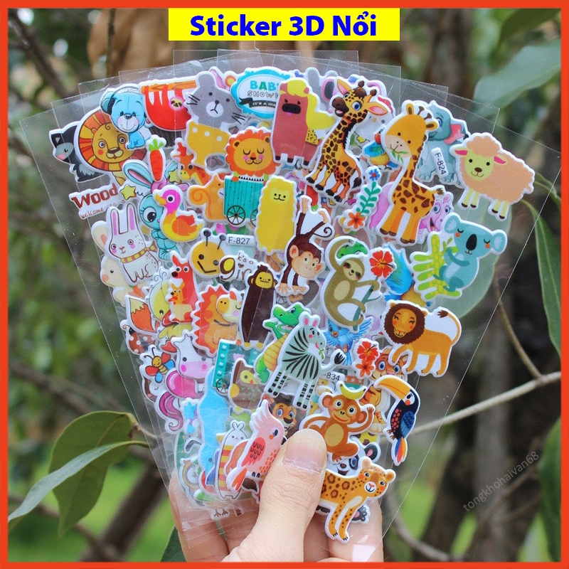 Sticker 3D nổi hình dán trang trí sổ sách, điện thoại, giá kệ chống thấm nước mẫu mã đa dạng quà tặng dành cho bé