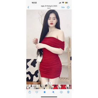 đầm body nhún đỏ thanh lý