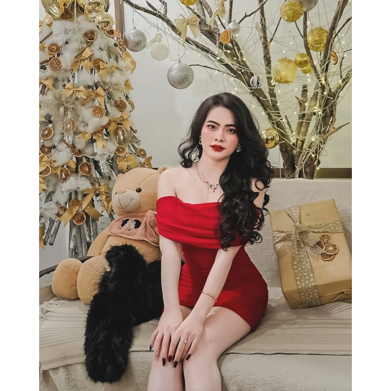 đầm body nhún đỏ thanh lý
