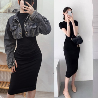 set đầm new kèm khoác jean