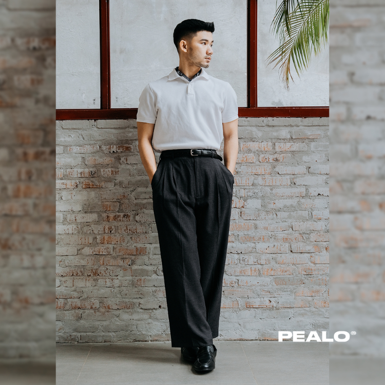 Quần tây PEALO form wide fit cạp cao có xếp li