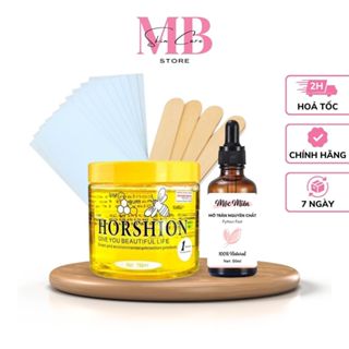 Combo Gel Wax Lông Mật Ong Horshion 750ml + Giấy Wax Lông 100 Tờ + Mỡ Trăn Triệt Lông Tặng Kèm Que Gỗ Wax Lông Tay Chân