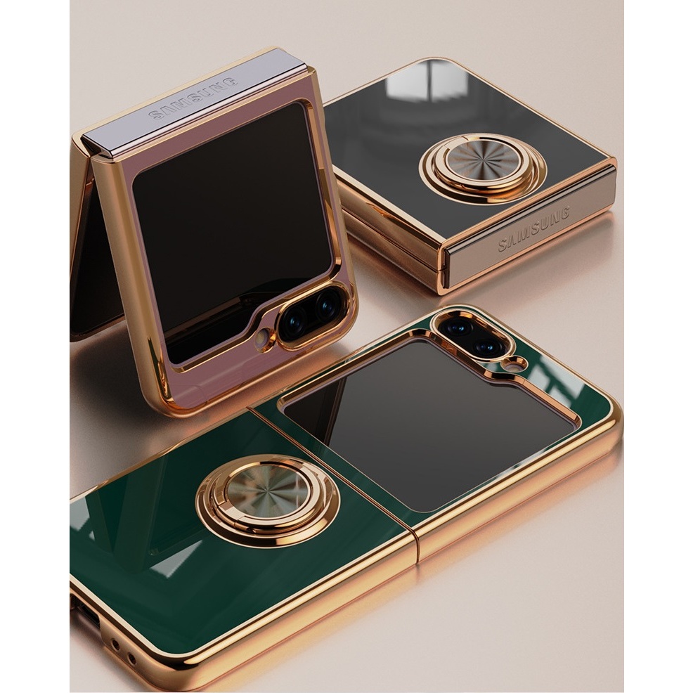 Ốp Lưng Samsung Galaxy Z FLIP 7 / FLIP 7 FE / FLIP 6 / FLIP 5 / Flip 4 Chống Sốc Viền Vàng - BUM STO