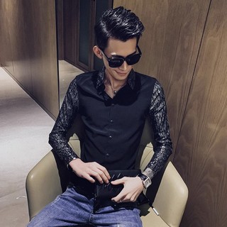 Áo sơ mi nam cao cấp thiết kế tay cổ áo xước kim tuyến tạo điểm nhấn làm nổi bật chiếc áo H80