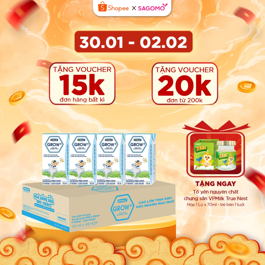 Sữa VPMIlk Grow+ ÍT ĐƯỜNG dinh dưỡng thơm ngon