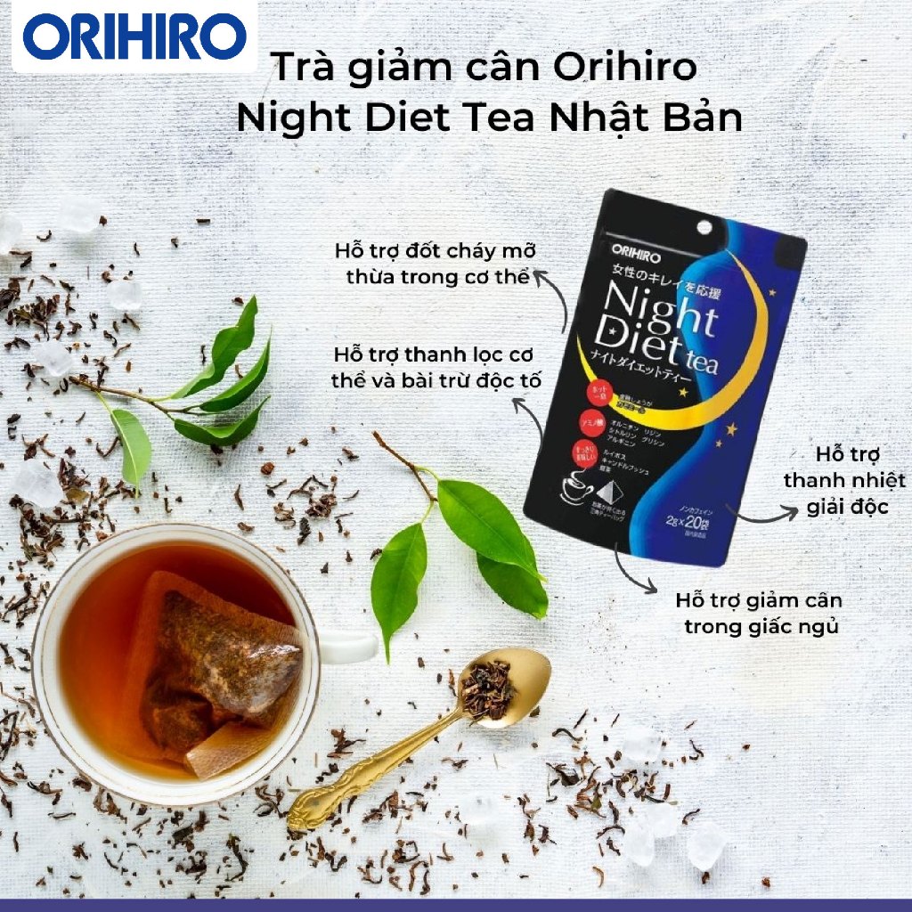 Trà giảm cân Night Diet Tea Orihiro 20 gói túi giúp thanh lọc cơ thể