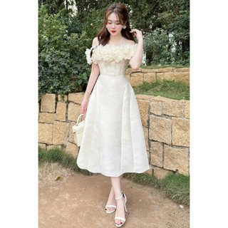Váy Tafta hoa xếp ngực siêu xinh V416 Tahe