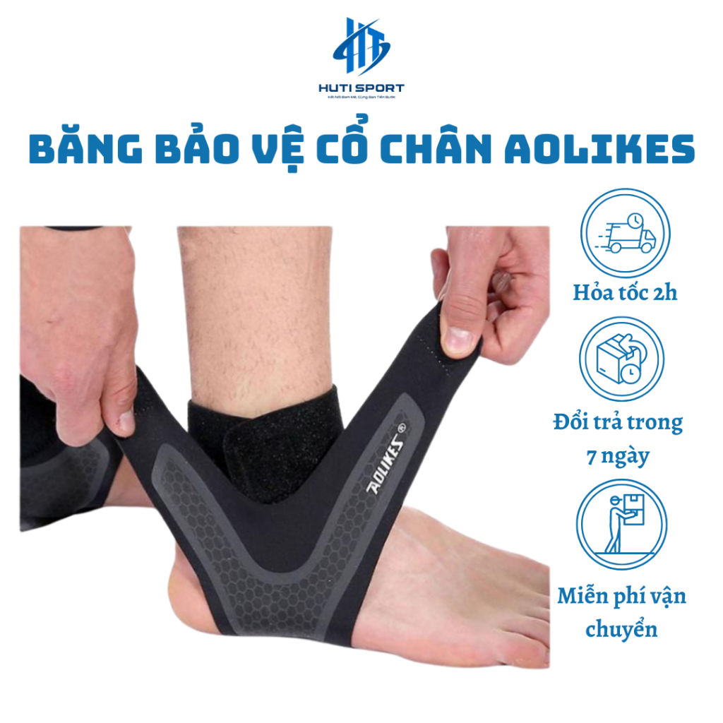 Băng Cổ Chân, Đai Quấn Bảo Vệ Mắt Cá, Bó Gót Chân Chính Hãng Aolikes AL7130 Tập Gym Thể Thao Đá Bóng Cầu Lông Bóng Rổ