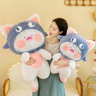 Gấu Bông Mèo Đu Đu Nón Cá Mập Búp Bê Thú Nhôi Bông Cao Cấp gaubongbobo