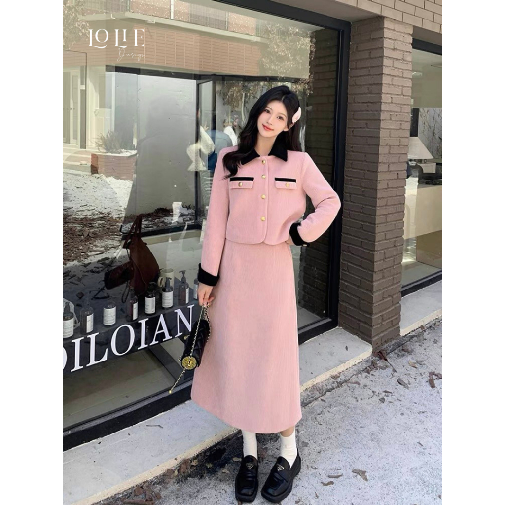 Set bộ nữa mùa thu đông (gồm áo và  chân váy)- S1001 - Design by  LOLIE