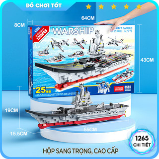 Bộ đồ chơi lắp ráp tàu chiến sân bay 1265 chi tiết, xếp hình tàu chiến hạm kèm nhân vật cảnh sát
