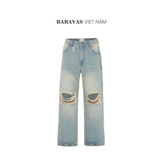 Quần Jeans Ống Rộng Baravas Rách Gối / Special Colors - Version Premium