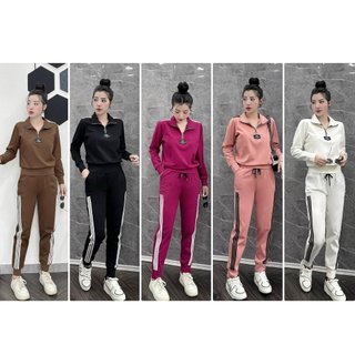   hàng loại 1 đẹp  Set Bộ Thể Thao Umi nữ Cổ Bẻ Bo Gấu có 5 màu  Thời Trang Thu Đông_Quần áo Huyền Anh  M01  