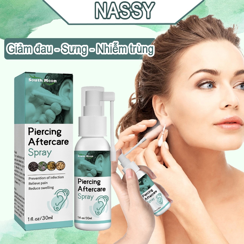 Vệ sinh lỗ xỏ khuyên tai mũi rốn bump Piercing Aftercare Spray xịt tiện dụng thảo mộc tự nhiên an toàn lành tính - 30ml