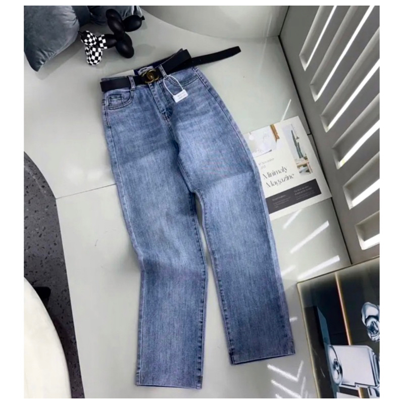 [Bigsize 60kg-98kg] Quần Jean Nữ Ống Đứng Form Rộng Vừa Co Giãn - Dài 103cm - Ống 23cm | BigBuy360 - bigbuy360.vn