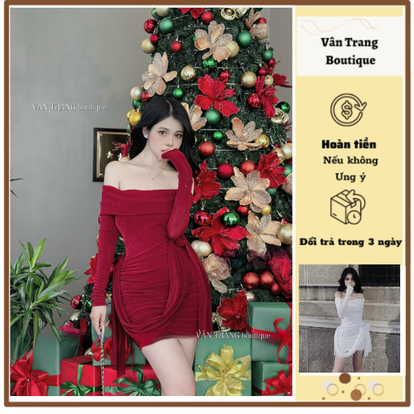 T222 Váy body nhún trễ vai dự tiệc chuẩn mẫu hàng thiết kế hàng loại 1