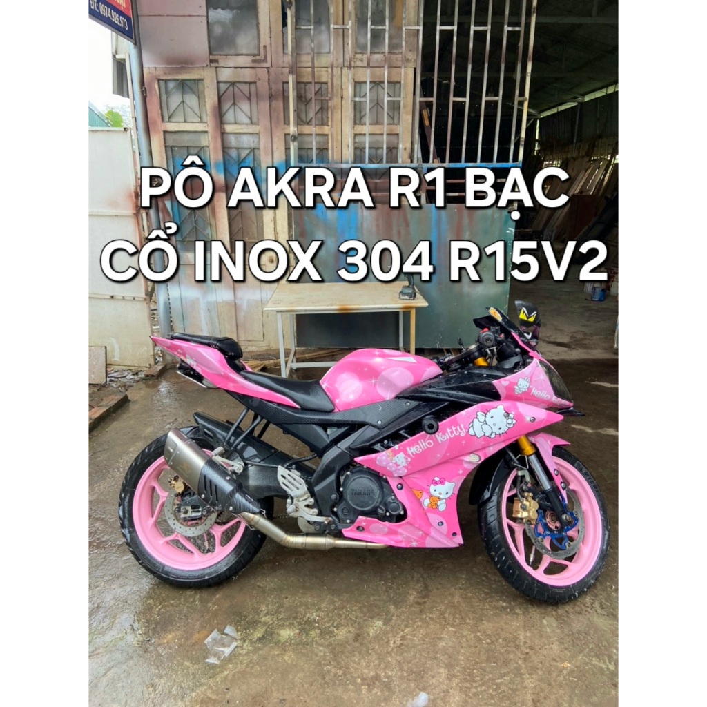 Pô Độ Akrapovic R1 Bạc Và Cổ Inox 304 Yamaha R15V2