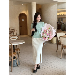 Áo len - 863 - kẻ ngang mảnh - tay ngắn