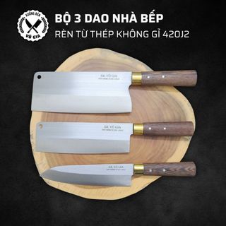 Bộ dao nhà bếp, bộ 3 dao thép nhật không gỉ - được rèn thủ công 100% bằng thép sus 420j2 cao cấp