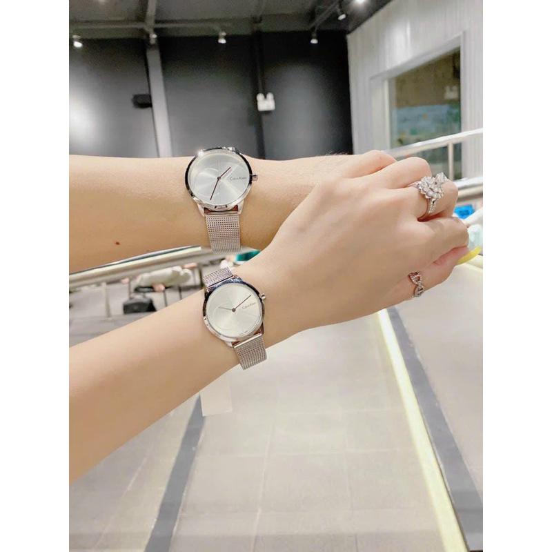 Đồng hồ cặp nam nữ CALVIN KLEIN MINIMAL K3M21123 , K3M22123 mặt tròn dây mesh siz 34mm, 41mm