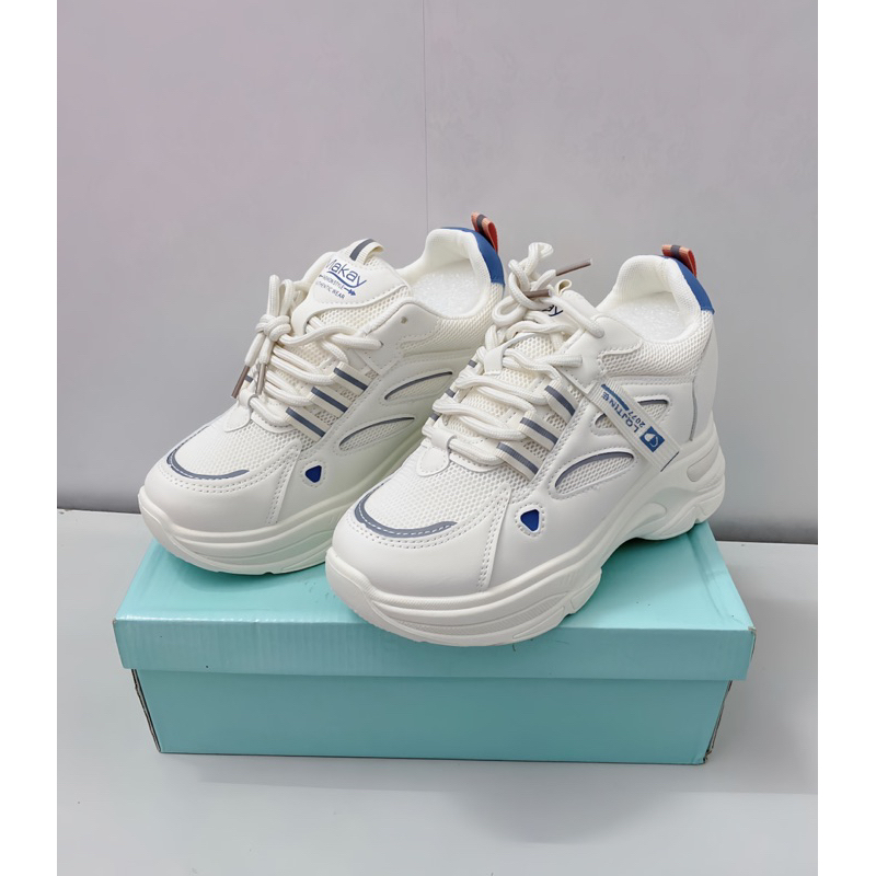 giày thể thao nữ trắng đế độn 7cm siêu đẹp