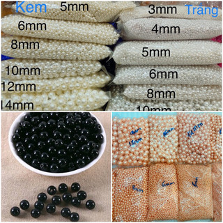 500gram Hạt ngọc trai nhựa (có lỗ xỏ )các cỡ 3mm ->25mm