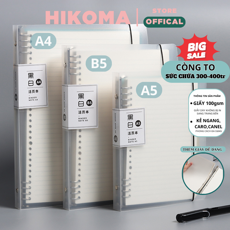 Sổ còng binder bìa sổ còng A4 A5 B5 còng sắt 4 9 6 20 26 30 còng làm sổ tay, sổ ghi chép, take notes