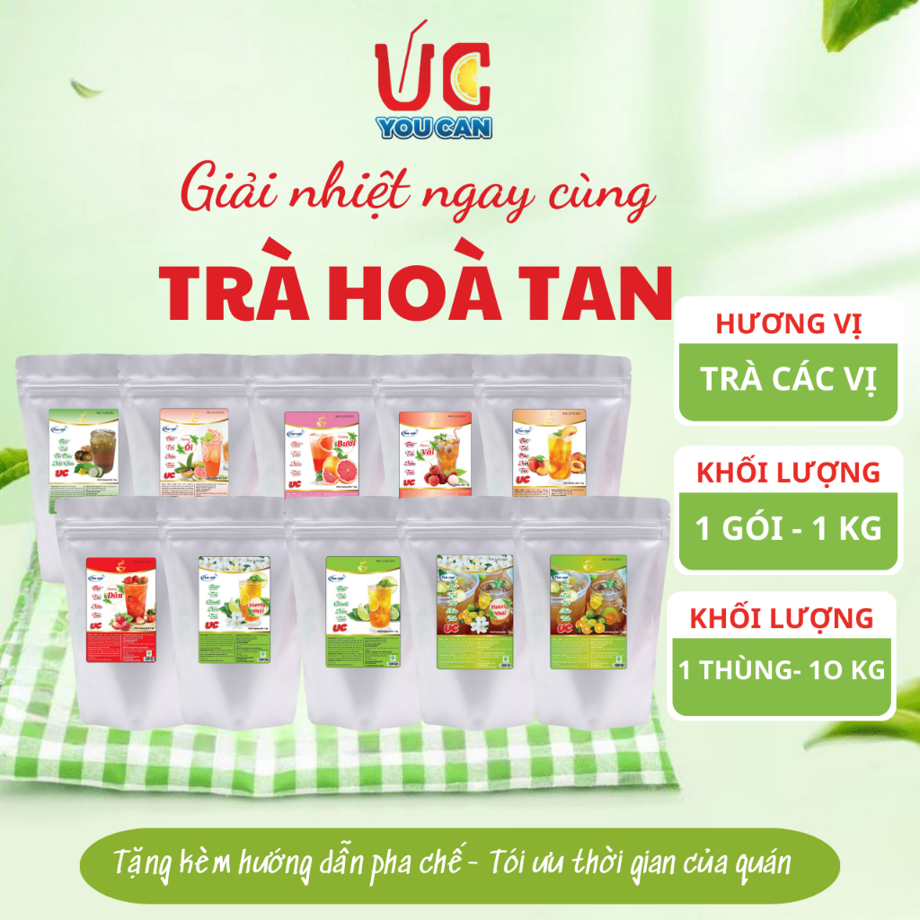 Trà UC(1 gói 1kg) Các Vị Trà Chanh, Trà Tắc, Đồ Uống Giải Khát, Thơm Ngon, Chuẩn Vị, Dễ Pha