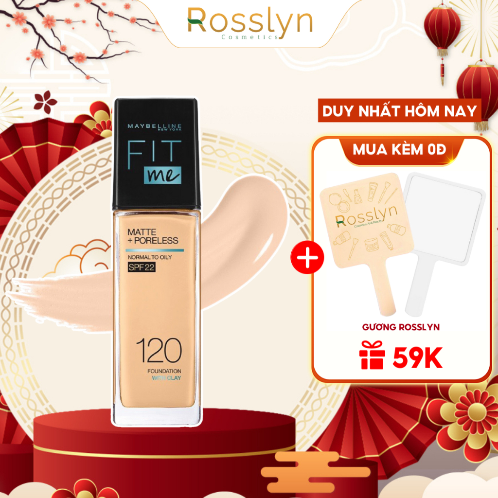 Kem Nền Maybelline Fit Me New York Matte Poreless Foundation 30ml Kiềm Dầu Chống Nắng Rosslyn