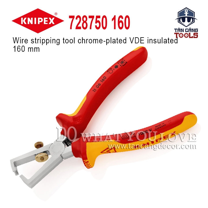 Kìm Tuốt Dây Cách Điện 1000V 160 mm Knipex 728750 160