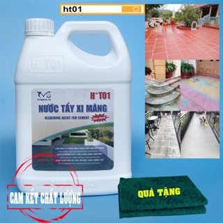 Chất Tẩy Xi Măng HT01 can 1,8Lit - Tặng dụng cụ vệ sinh, tẩy bay xi măng trên các nền gạch, hàng công ty